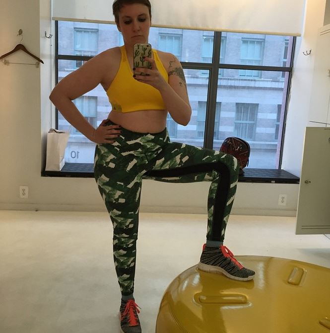 Lena Dunham posts inspirational exercise selfie to help others beat depression