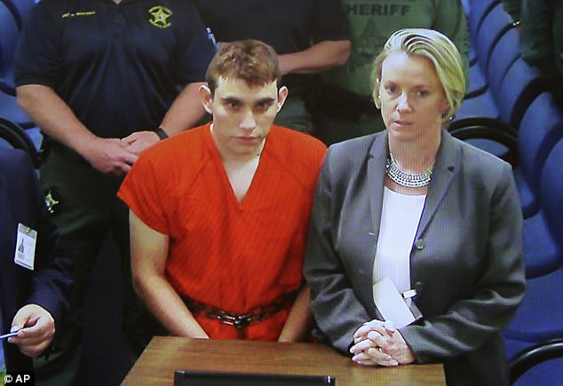 Nikolas Cruz is pictured above in court on Thursday in Broward County 